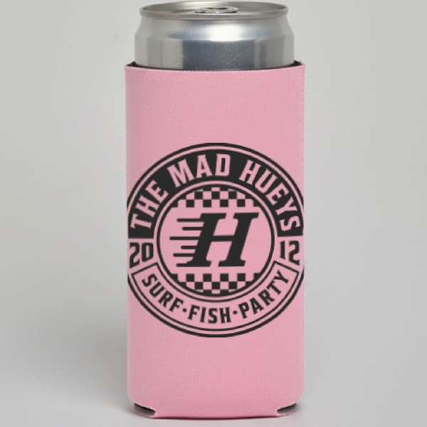 Checker Hueys Slim Stubby Cooler Dusty Pink