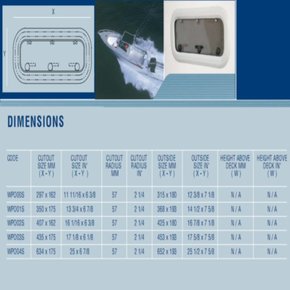 Port Hole Opening WP002S (PA4116) 162x407mm Cut-OutH