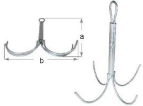 Folding Galvanised Grapnel (Reef) Anchor
