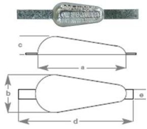 Teardrop Anode Weld On 175x80x40mm