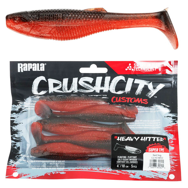 Crush City Heavy Hitter 4" Soft Bait 5 Pack - Red Dog