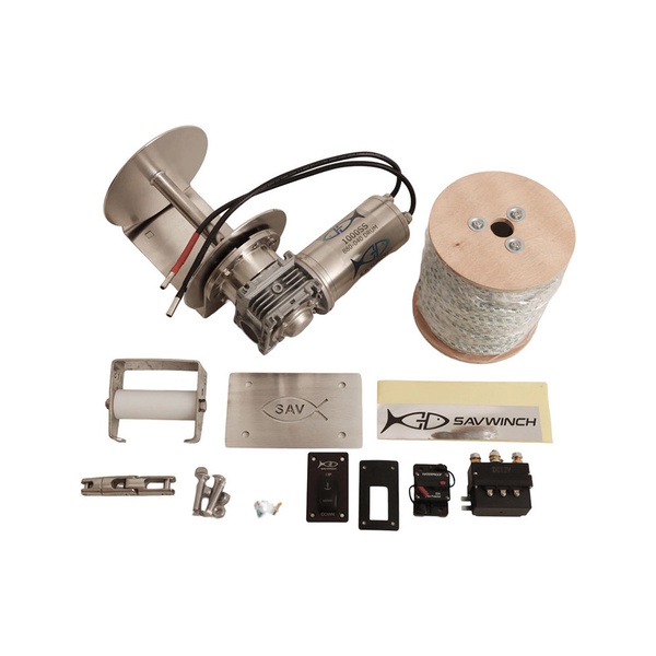 1000Ss Mini Drum Winch W/Rope/Chain/Acc. (Boats To 7M)