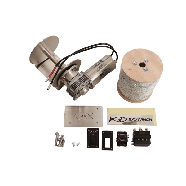 1000SS Mini Drum Winch Kit w/Rope/Chain/Acc. (To 7.5m)