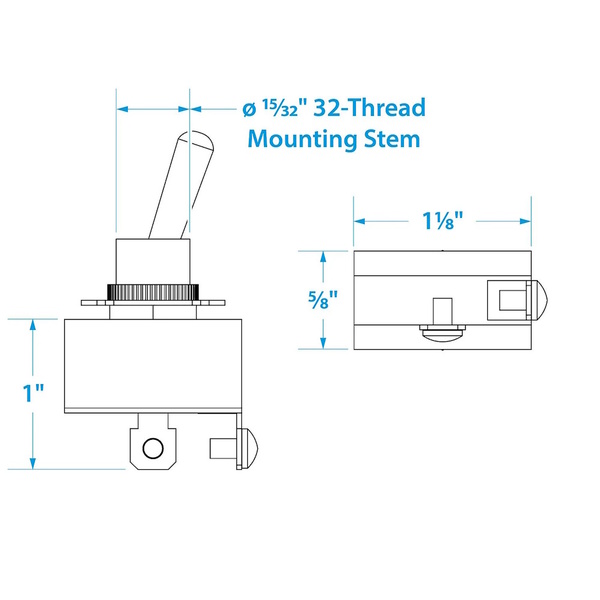 Seachoice 2-Position Boat Toggle Switch Off/On 25A