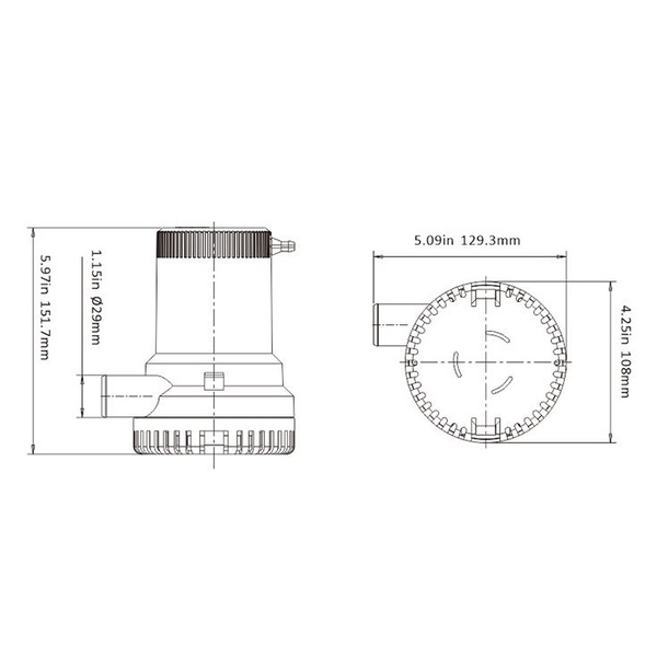 H/Duty 2000Gph 24V Bilge Pump (28Mm Hose) 