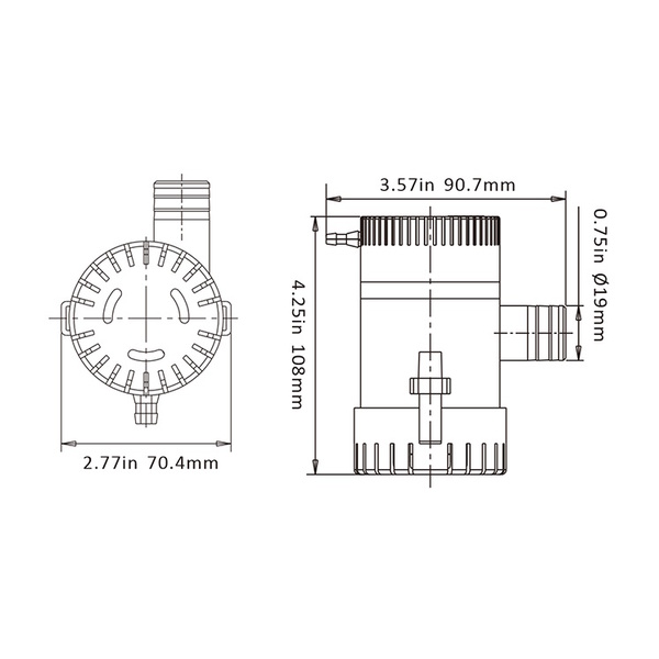 Bilge Pump 350Gph 12V (19Mm Hose)