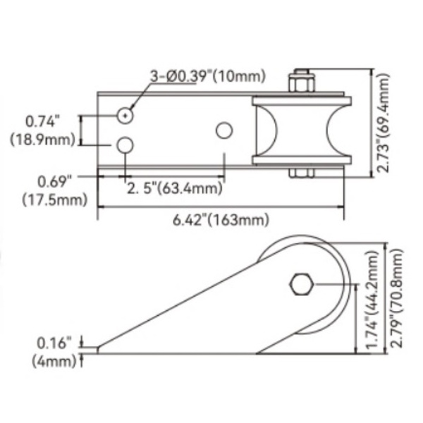 Stainless Bow Roller 163 X 50Mm 316 Grade