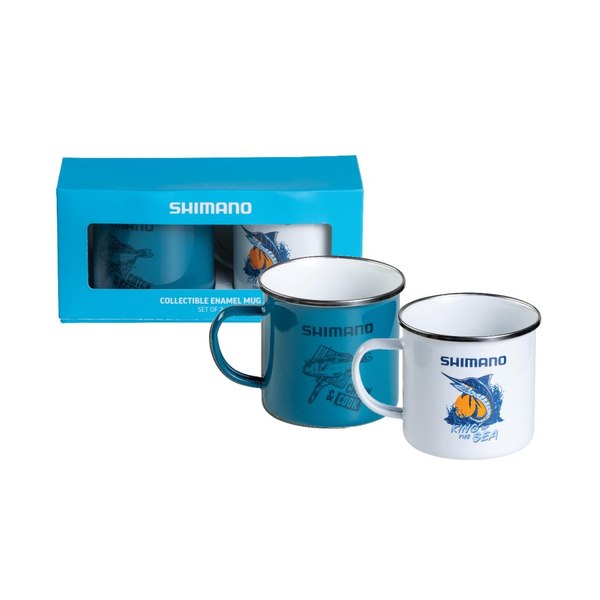 Fish Vibes 2 Pack Enamel Mugs White & Turqouise