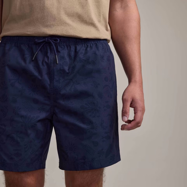 Coastal Swim Short Fish Print Navy