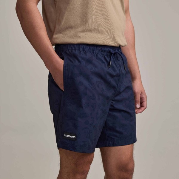 Coastal Swim Short Fish Print Navy