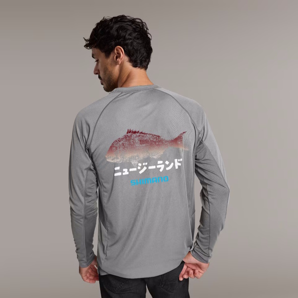 Sunshirt Gyotaku Ls Tech Tee Snapper Grey