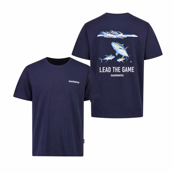 Lead The Game Tee Tuna Vs Saury Navy