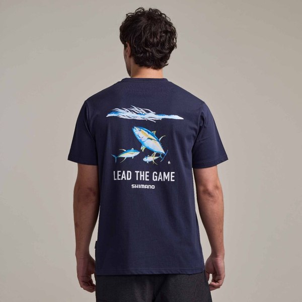 Lead The Game Tee Tuna Vs Saury Navy