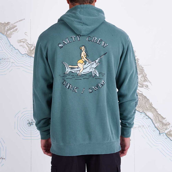 Siren Overdyed Hooded Fleece - Pine Green