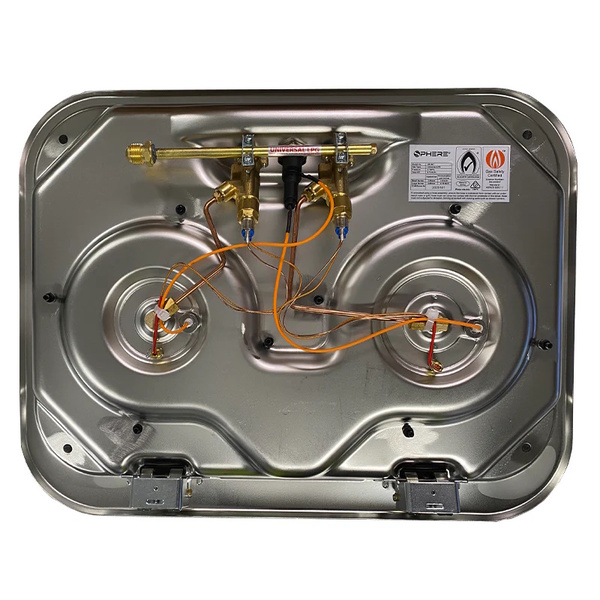 2 Burner Ss Stove/Hob W/ Glass Lid 48 X 37Cm