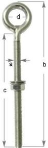 316 SS Eye Bolt- 10mm x 120mm