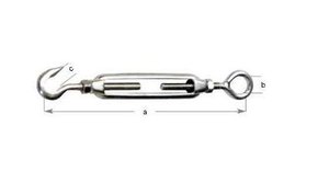 SS Open Body Turnbuckle Hook/Eye 5mm - 130kg BS 316 Grade