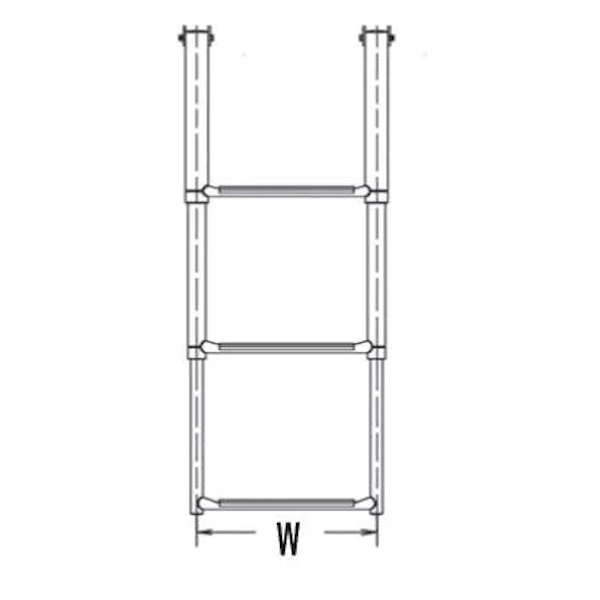 Stainless 3 Step Telescopic Boarding Ladder 320Mm Wide