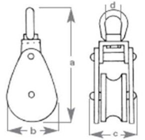 14mm x 50mm SS Block - Nylon sheave -Swivel Head