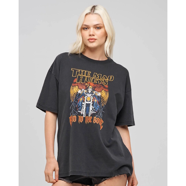 Bad To The Bone Women's Oversized Tee - Washed Black