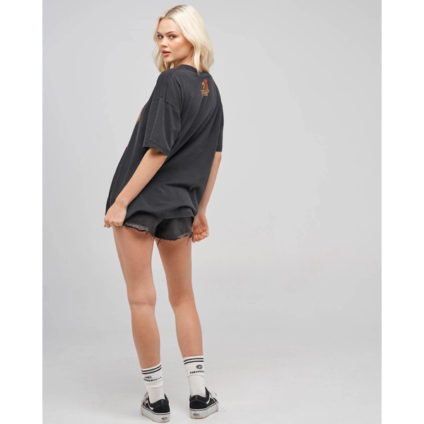 Bad To The Bone Women's Oversized Tee - Washed Black