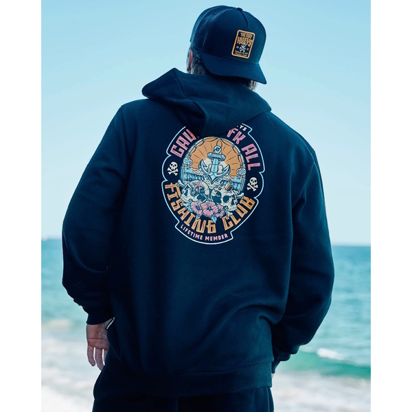 Caught Fk Skull Hooded Pullover - Black