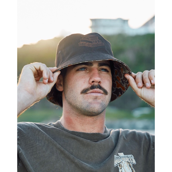 Mad Hueys Hueys Letter Reversible Bucket Hat Walnut