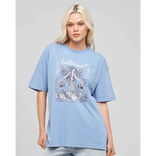 Siren Angel Women's Oversized Tee - Cornflower Blue Washed