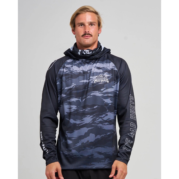 Skull Paradise Jungle Upf 50+ Hooded Mask Fishing Jersey - Black