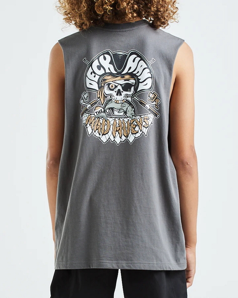 High Tide Youth Boys Sleeveless Muscle Tee Shirt - Charcoal