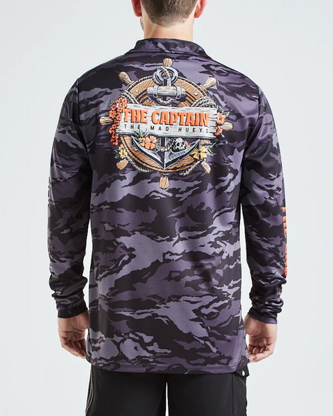 Captain Wheel Long Sleeve Upf50+ Fishing Jersey - Black