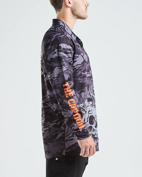 Captain Wheel Long Sleeve Upf50+ Fishing Jersey - Black