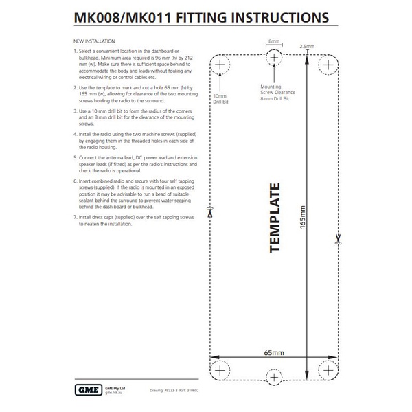 Vhf Fixed Flush Mount Mk008w - White 