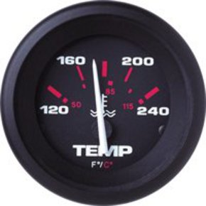 Amega 50mm Domed Water Temperature Gauge-Black