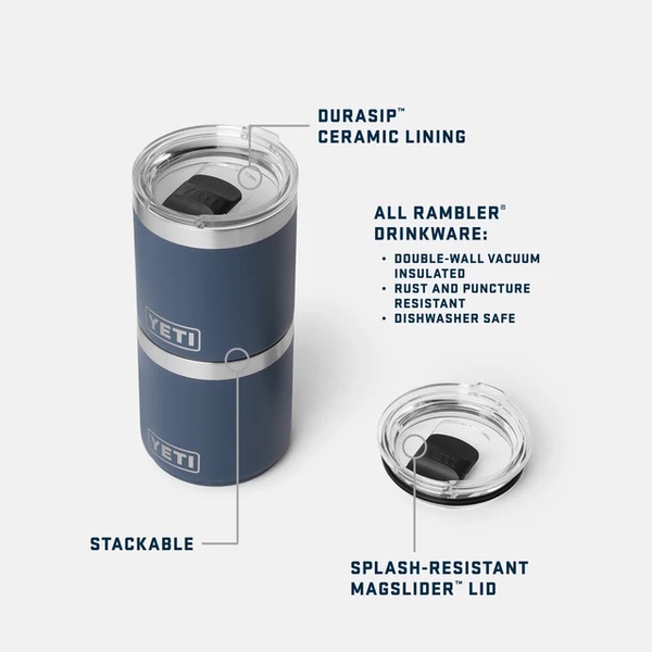 Rambler 10 Oz Stackable Lowball Ceramic Lined With Magslider Lid - Navy 