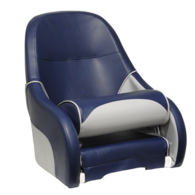 Ocean 51 Deluxe Flip Up Seat - Navy Blue w/Grey Trim w/Pocket 