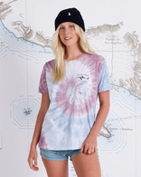 Bruce Tie Dye Boyfriend Womens Short Sleeve T-Shirt - Faded Plum