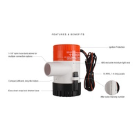 Bilge Pump 1100Gph 24V (28Mm Hose)