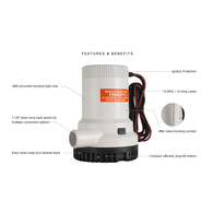 1500Gph 12V H/Duty Bilge Pump (28Mm Hose)