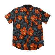 Hooked Floral Short Sleeve Woven Shirt - Black