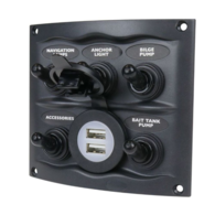 900-5WPUSB 12V 5 Switch Panel with Dual USB 