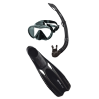 Cobia Fluida Dive Mask Snorkel and Fins Black Medium