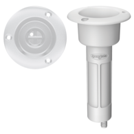 Round Flush Mt ABS Rod/Drink Holder Straight with Drain - White