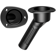 Oval Flush Mt ABS Rod/Drink Holder Angled 30Degrees with Drain - Black