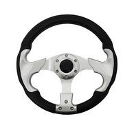 3 Spoke 12.5" Steering Wheel w/Brushed Alum Centre / Black Grip
