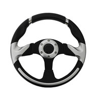 3 Spoke 12.5" Steering Wheel w/Brushed Alum Centre / Black Grip