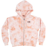 Alpha Zip Womens Hooded Fleece - Peach Tie Dye