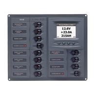 902-DCSM 12v/24v 12-Way Circuit Breaker Switch Panel with Digital Meters