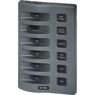 WeatherDeck 4307 12/24v DC Waterproof Switch Panel (Non-Fused Version) 6 Switch