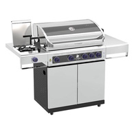 Deluxe 4 Burner Grill on Cart with Shelf and CI Side Burner